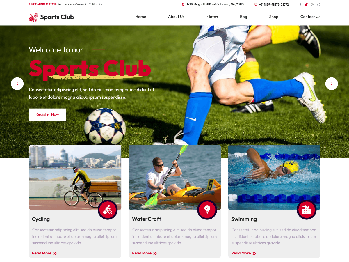 Football Sports Club theme screenshot