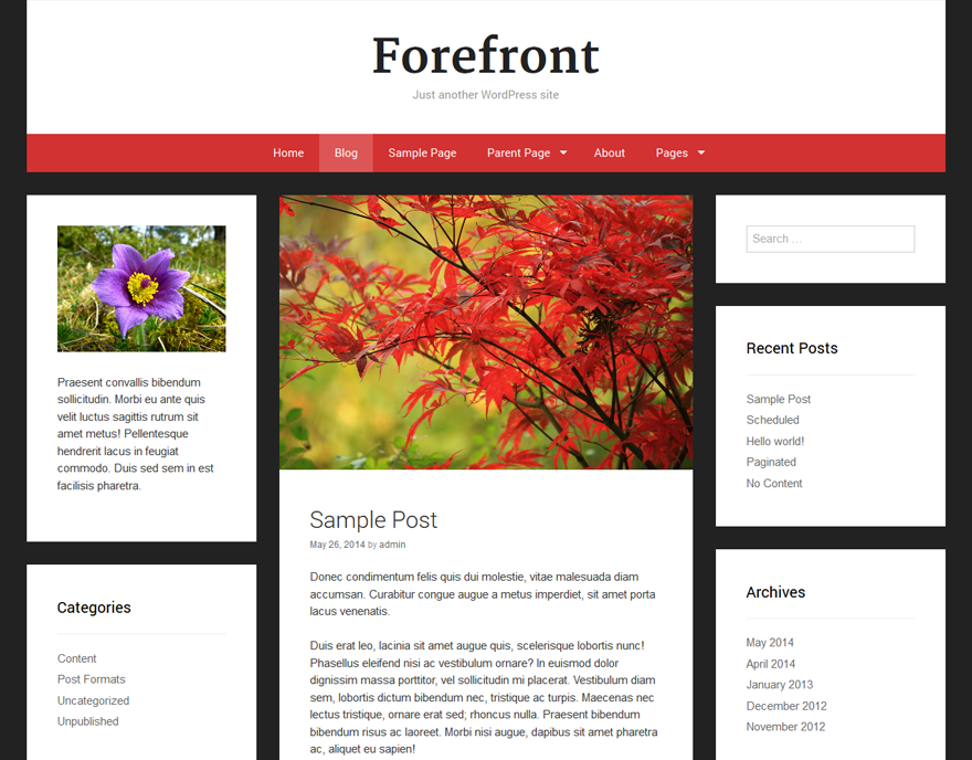 Forefront theme screenshot
