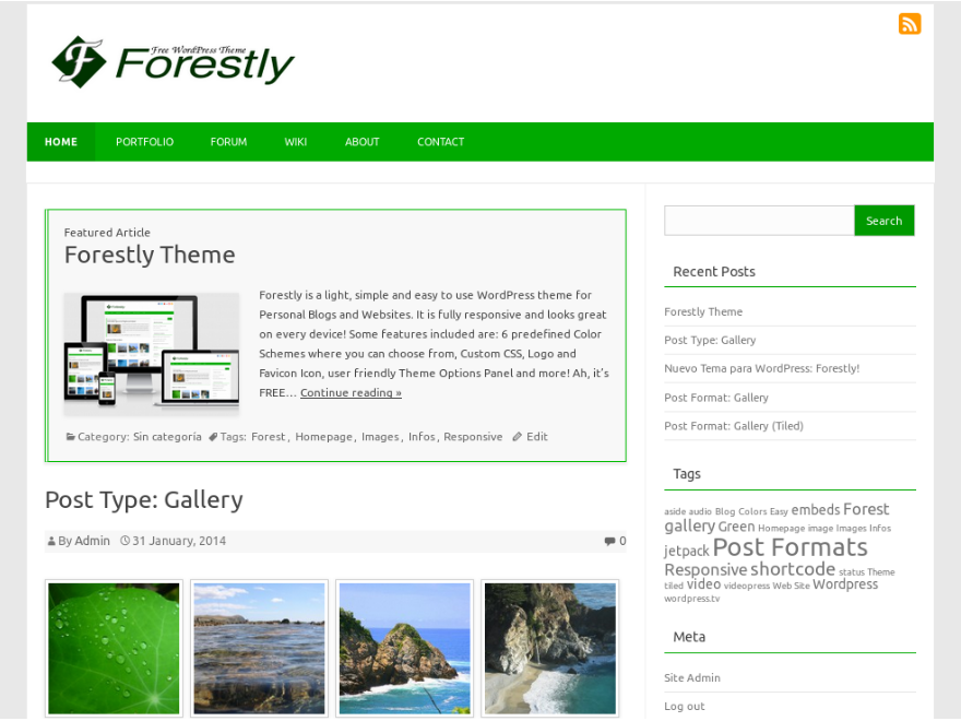 Forestly theme screenshot