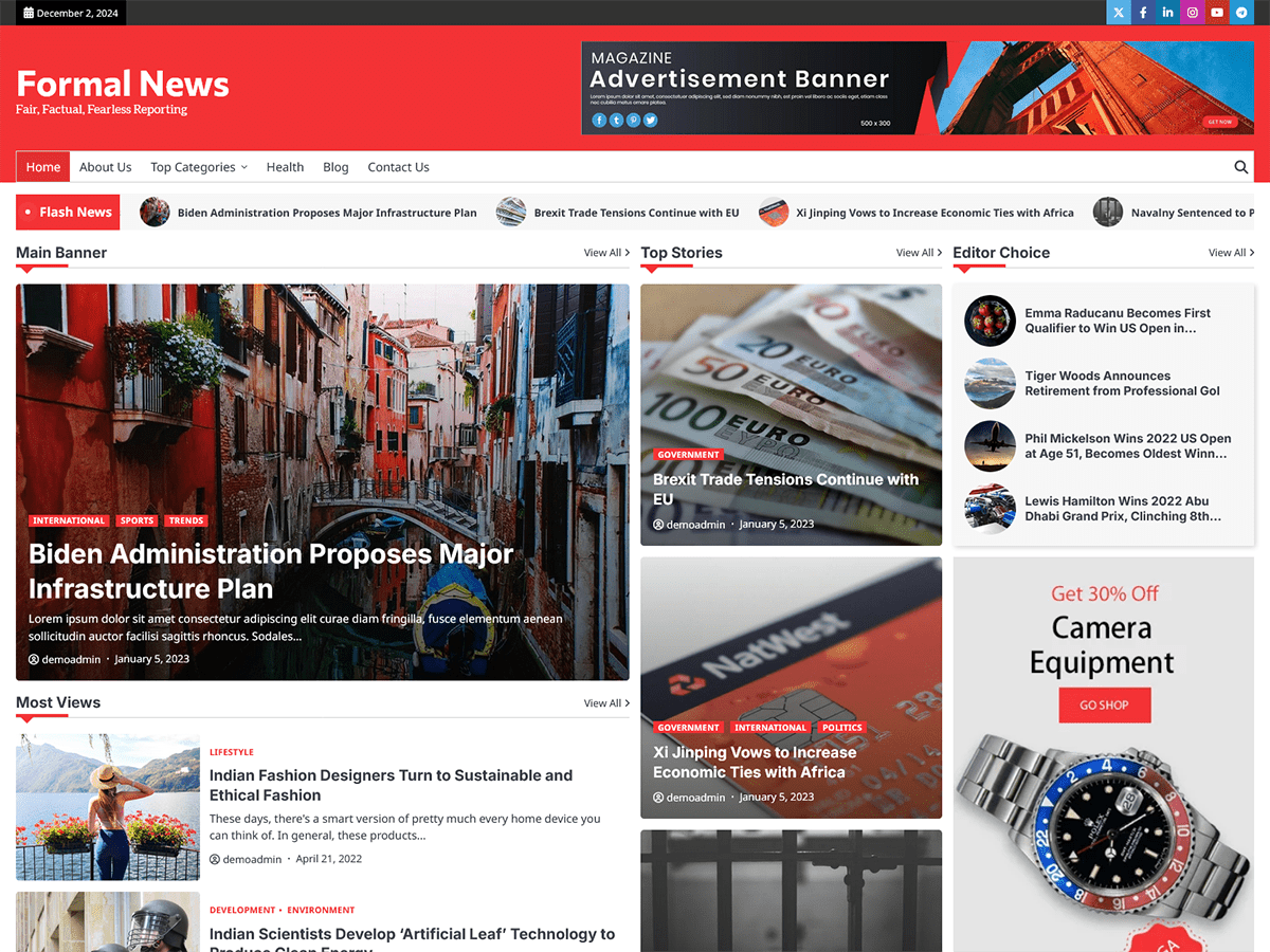 Formal News theme screenshot