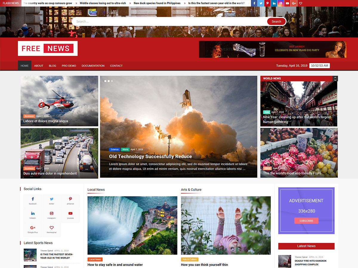 FreeNews theme screenshot