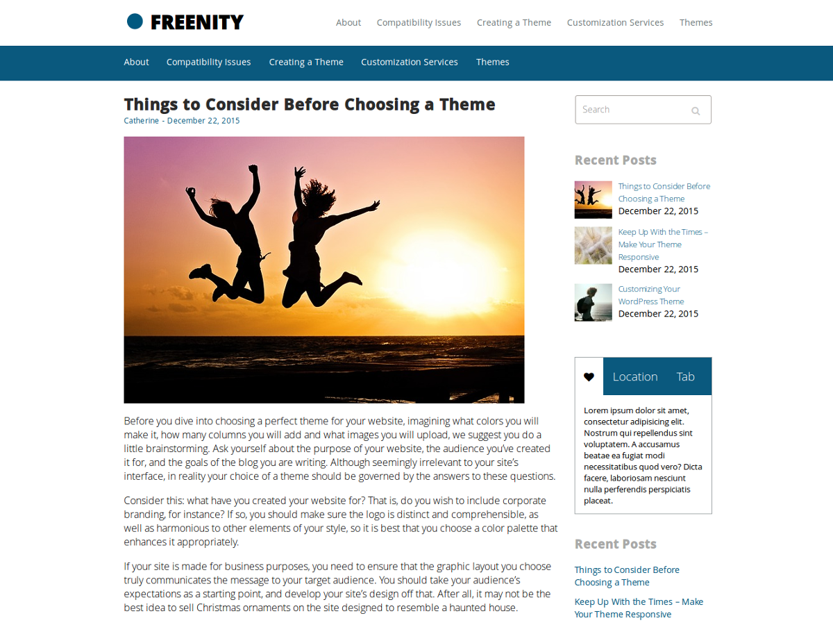 Freenity theme screenshot