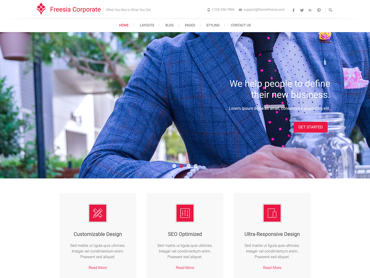 Freesia Corporate theme screenshot
