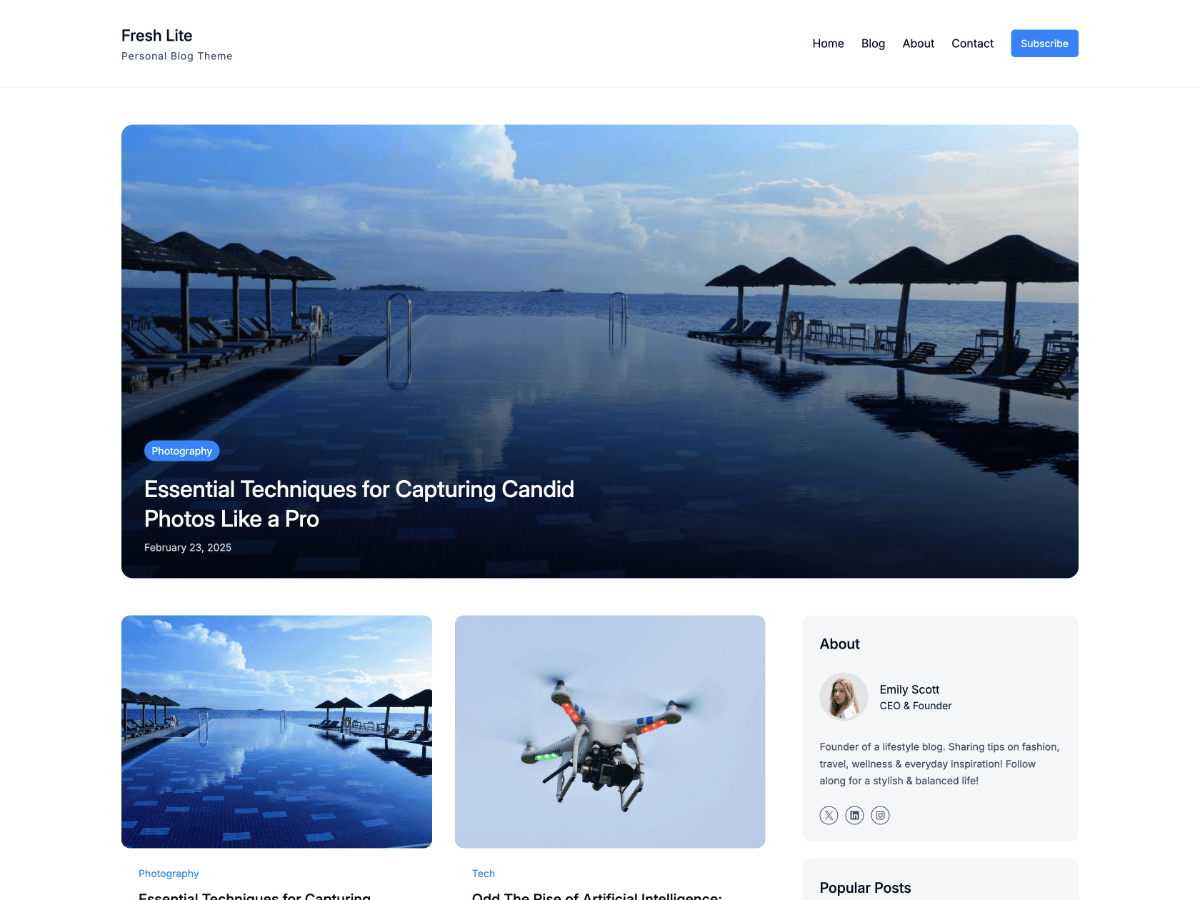 Fresh Blog Lite theme screenshot
