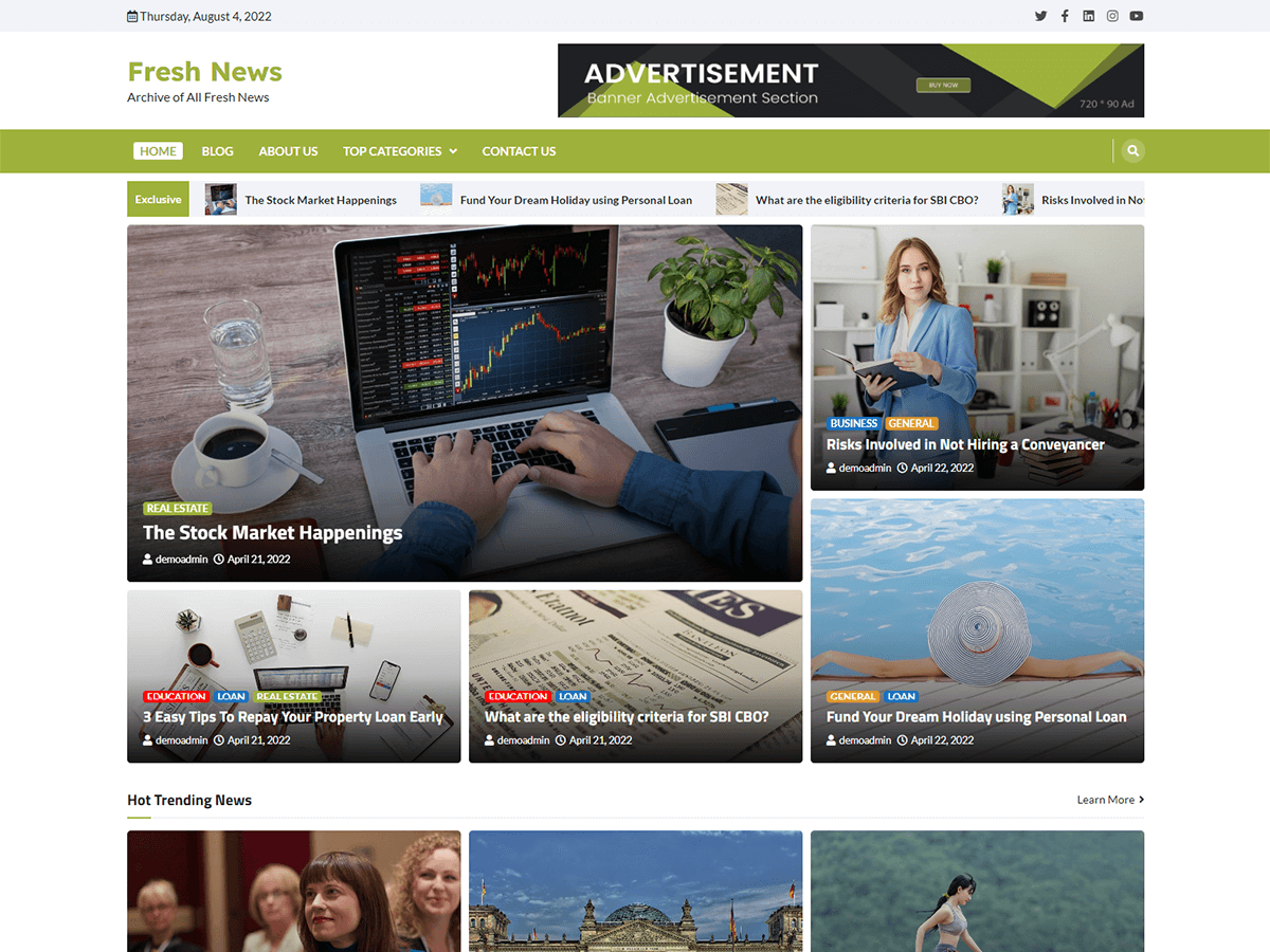 Fresh News theme screenshot
