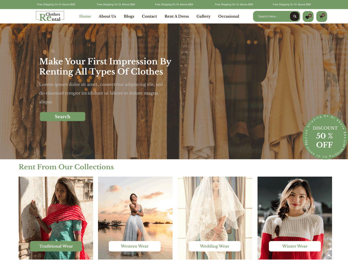 FSE Cloths Rental theme screenshot