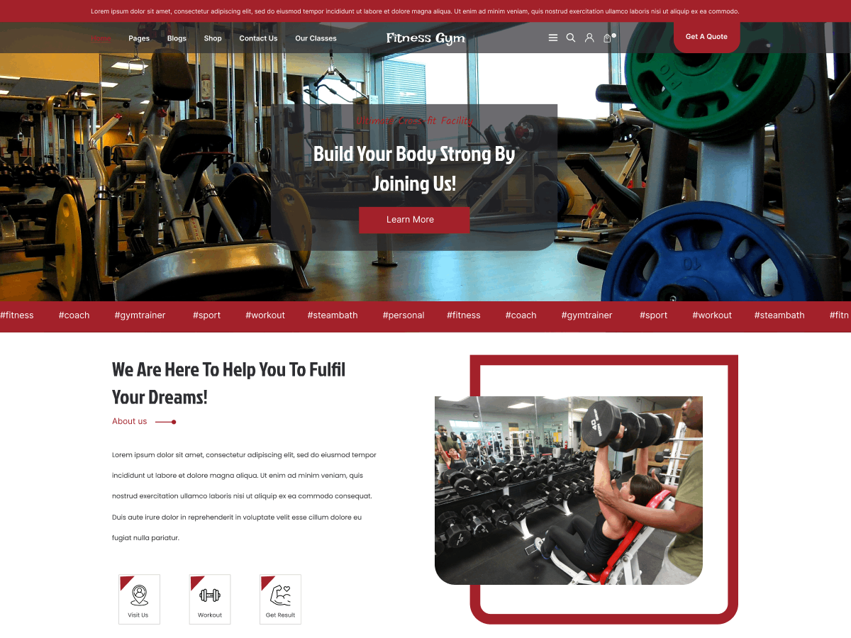 FSE Gym Trainer theme screenshot
