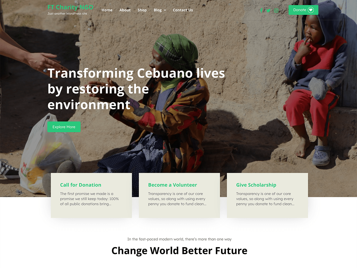 FT Charity NGO theme screenshot