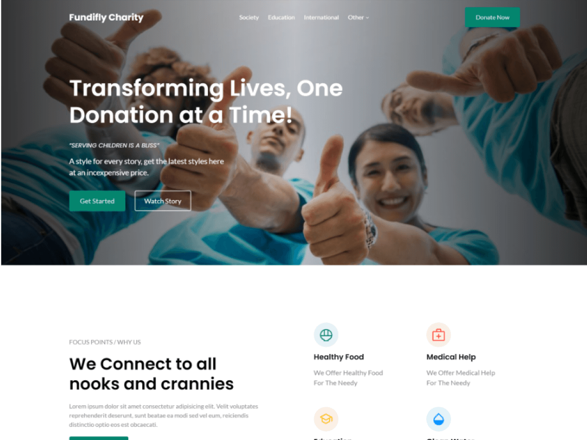 Fundifly Charity theme screenshot