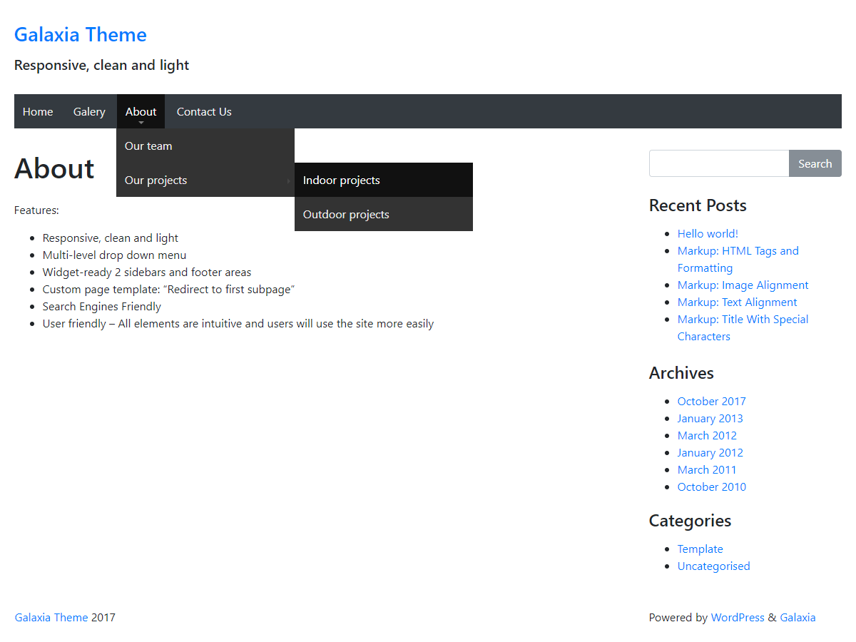 Galaxia theme screenshot