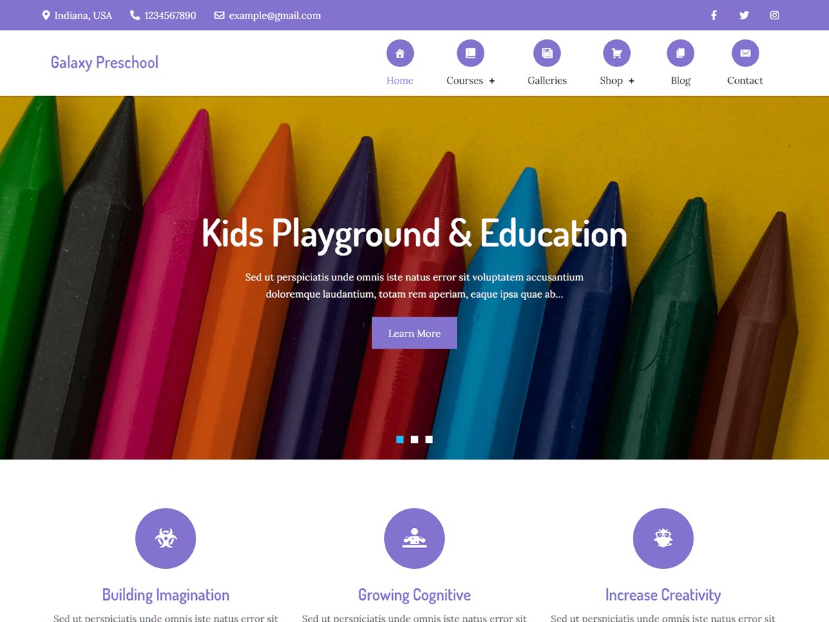 Galaxy Preschool theme screenshot