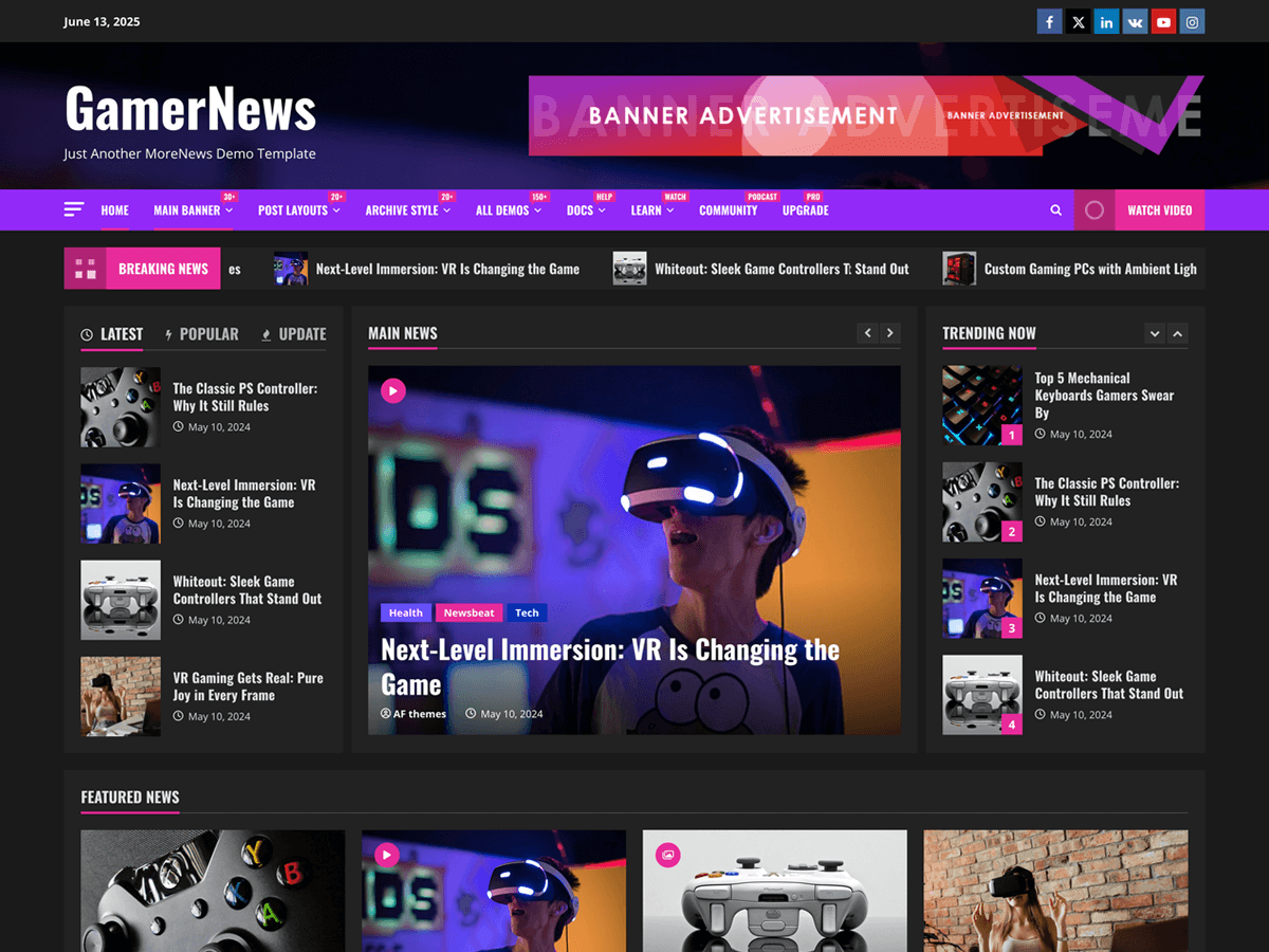 GamerNews theme screenshot