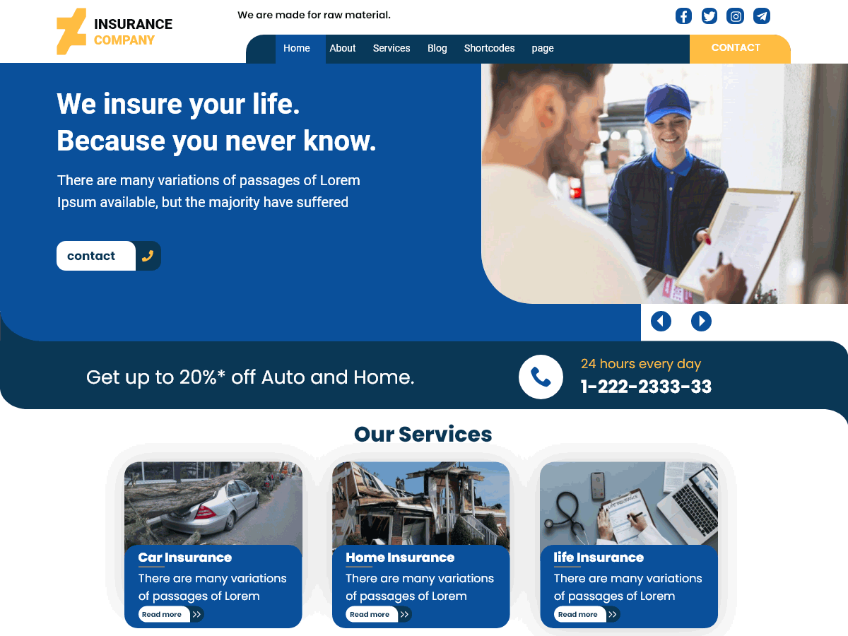 General Insurance Agency theme screenshot