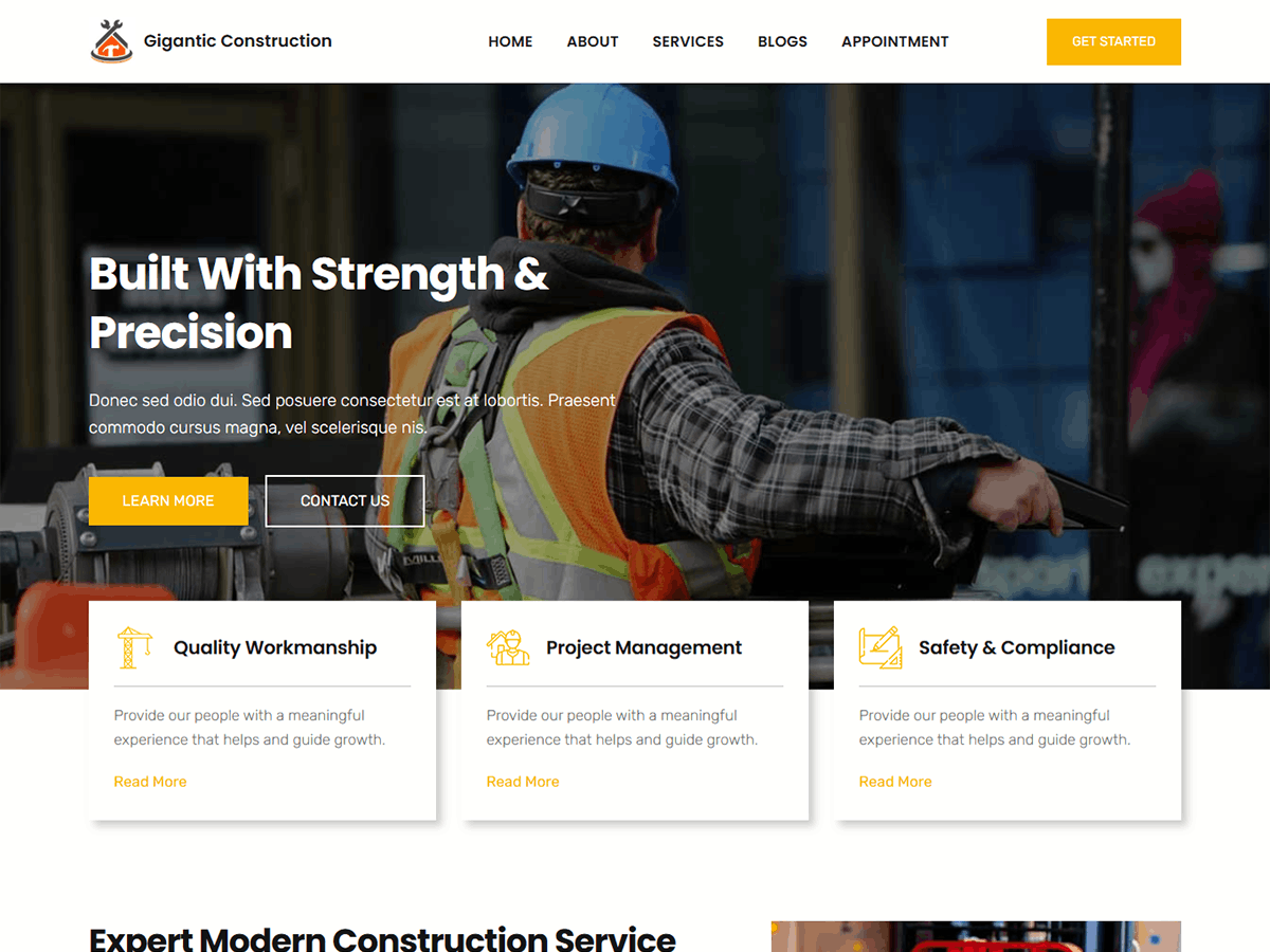 Gigantic Construction theme screenshot