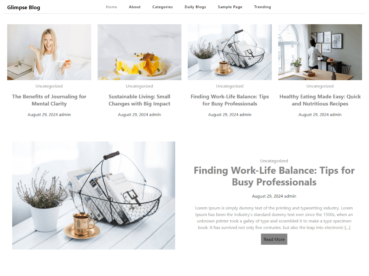 Glimpse Blog theme screenshot