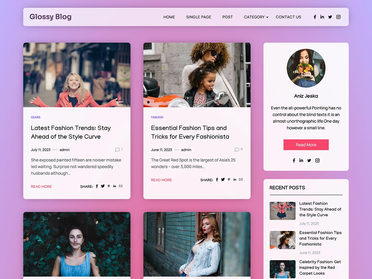 Glossy Blog theme screenshot