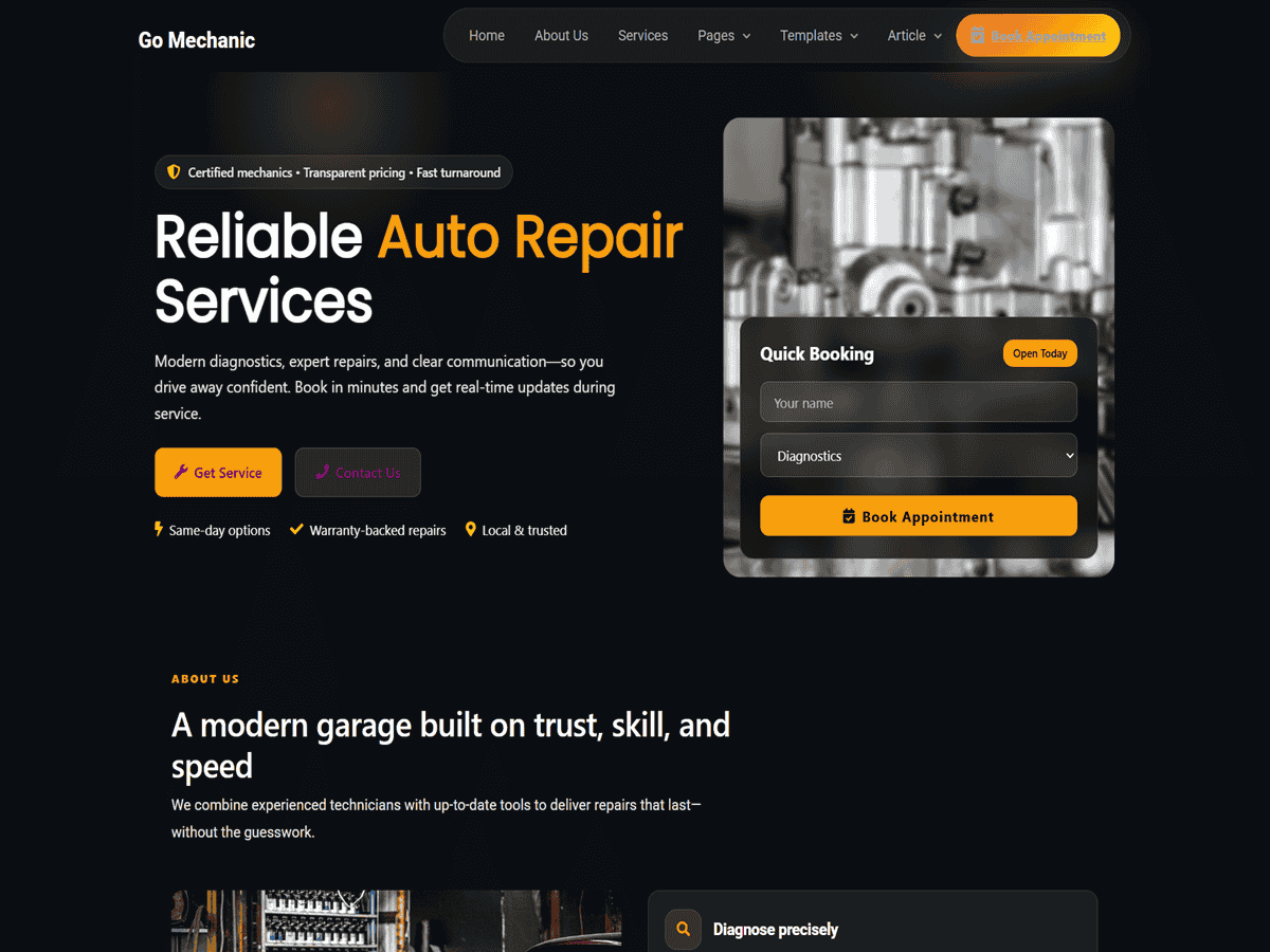 Go Mechanic theme screenshot