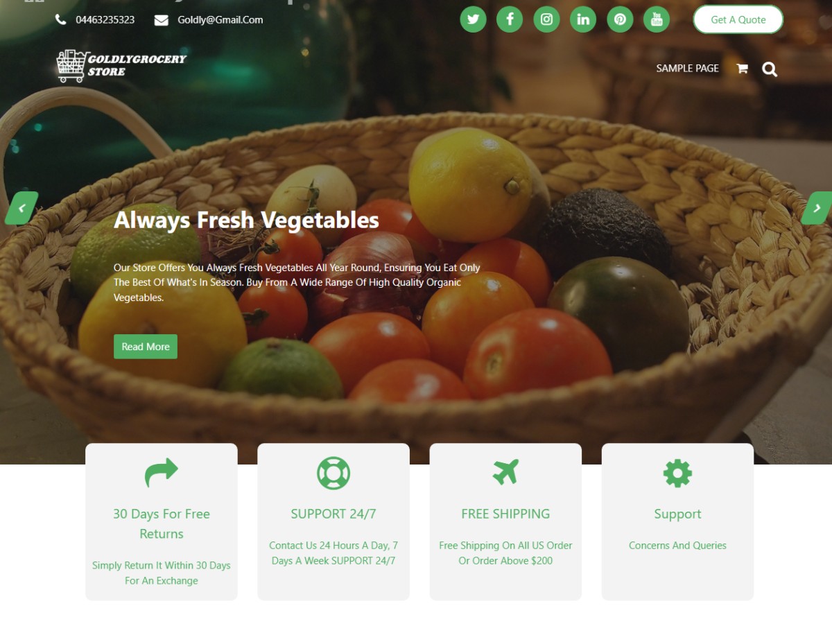 Goldly Grocery theme screenshot