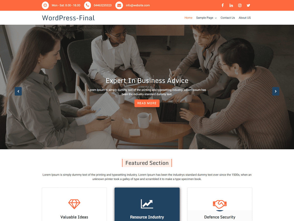 Goldy Business theme screenshot