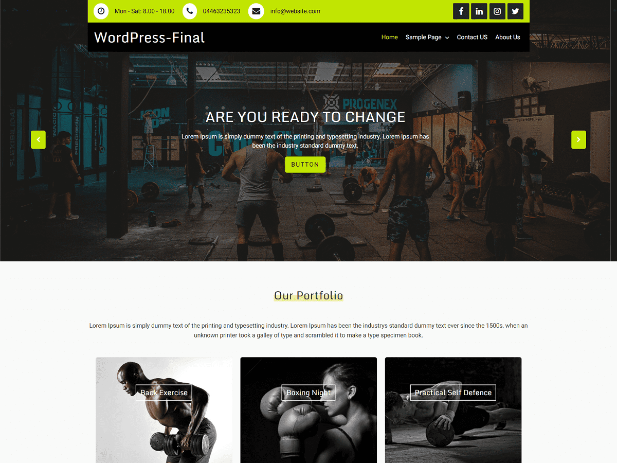 Goldy Fitness theme screenshot