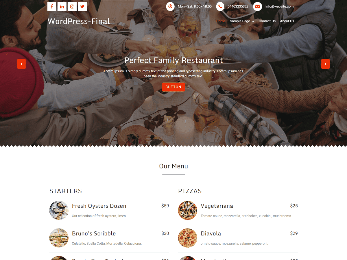 Goldy Restaurant theme screenshot