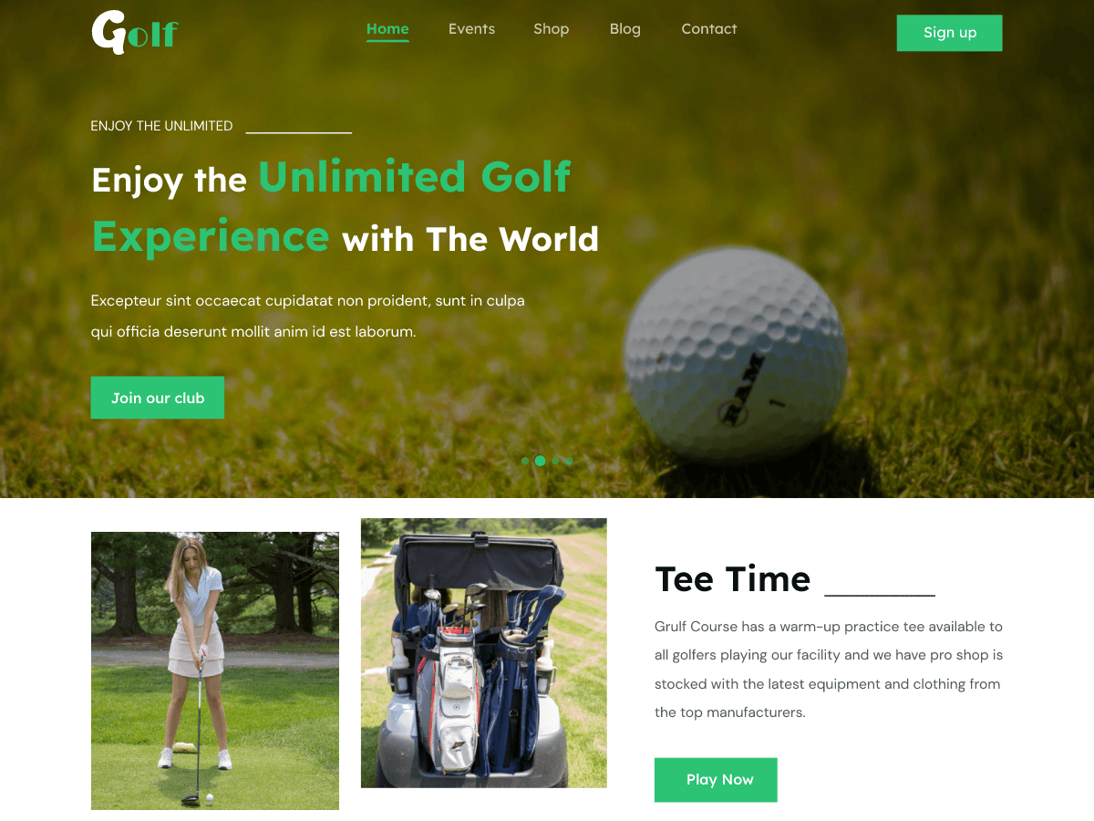 Golf Course theme screenshot