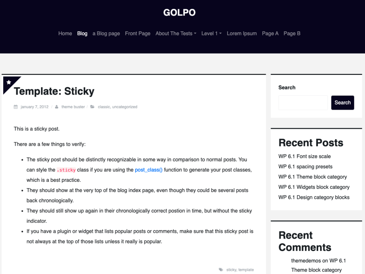 Golpo theme screenshot