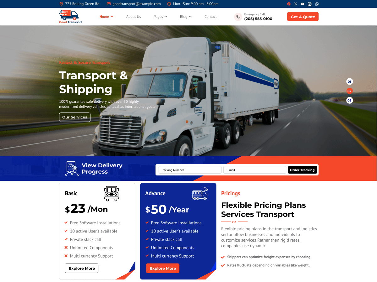 Goods and Transport theme screenshot