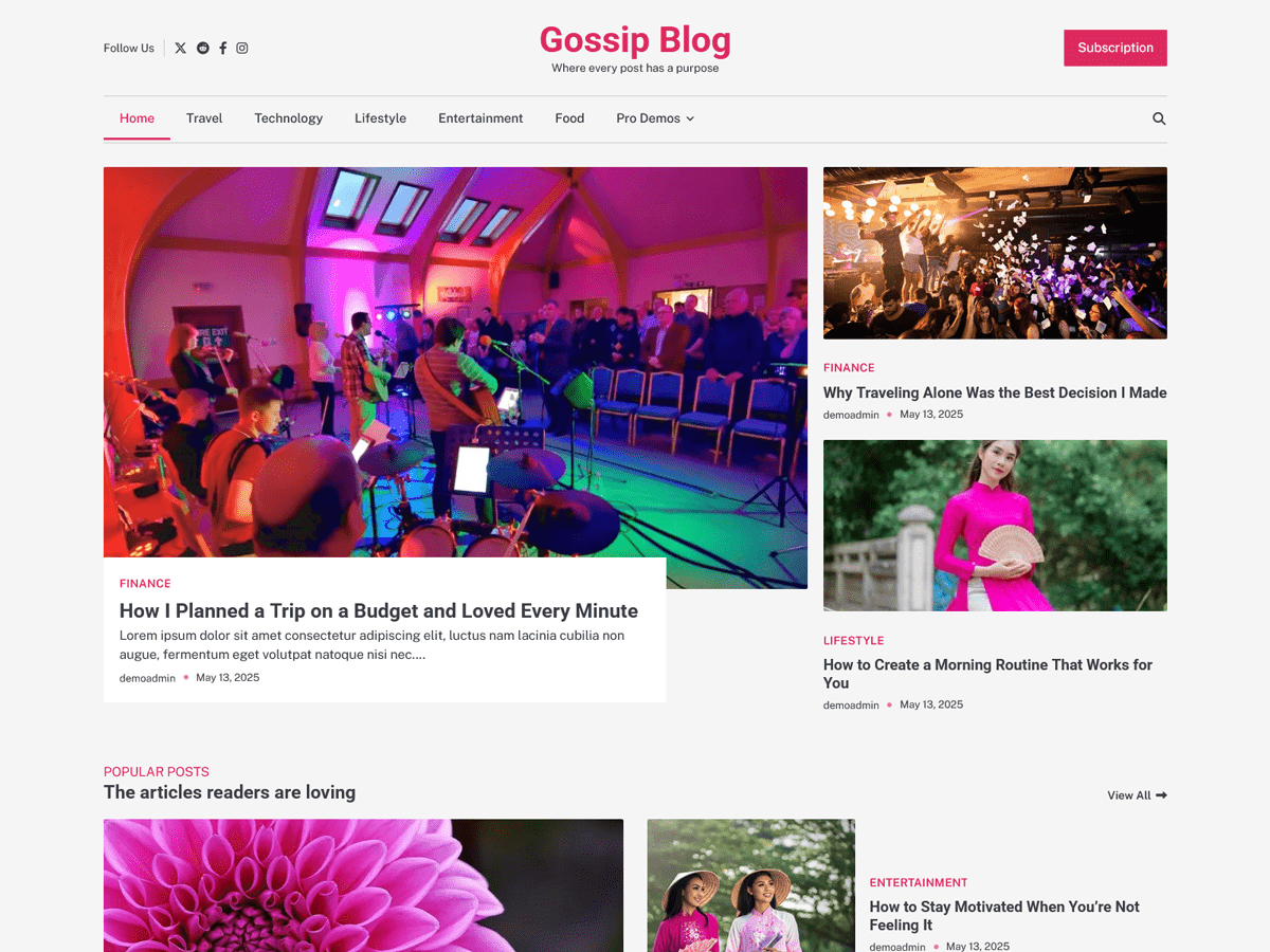 Gossip Blog theme screenshot