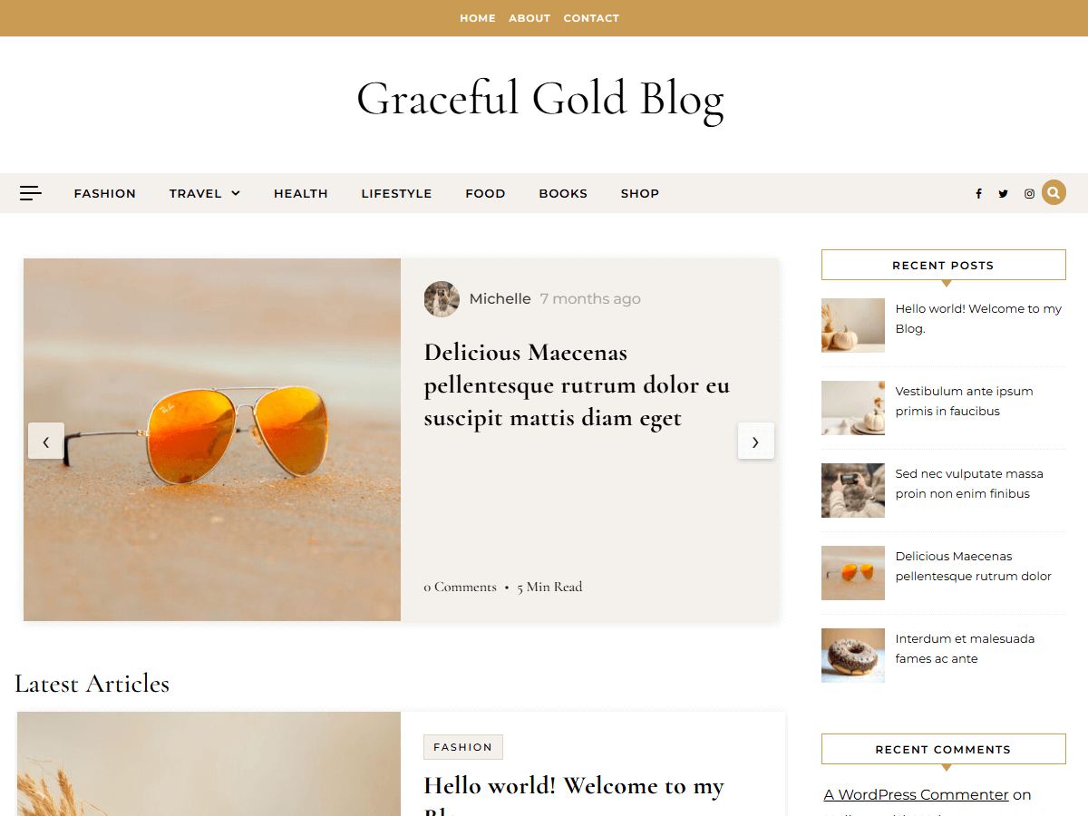 Graceful Gold Blog theme screenshot