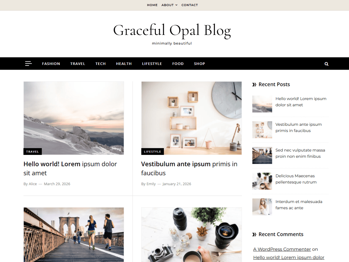 Graceful Opal Blog theme screenshot