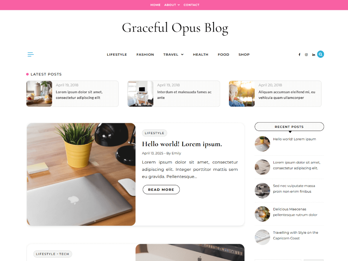 Graceful Opus Blog theme screenshot