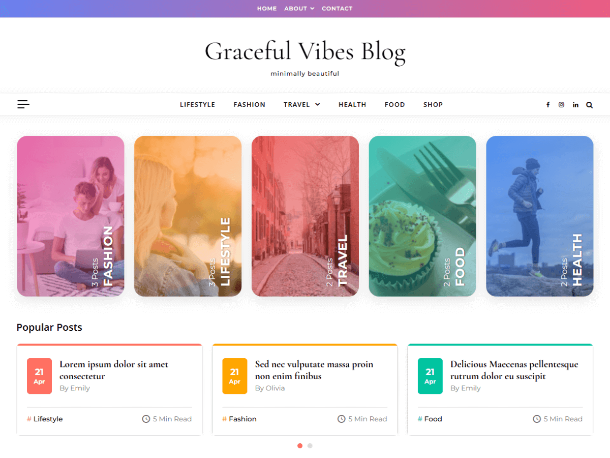 Graceful Vibes Blog theme screenshot