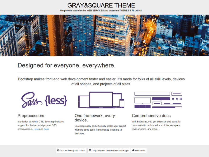 Gray and Square theme screenshot