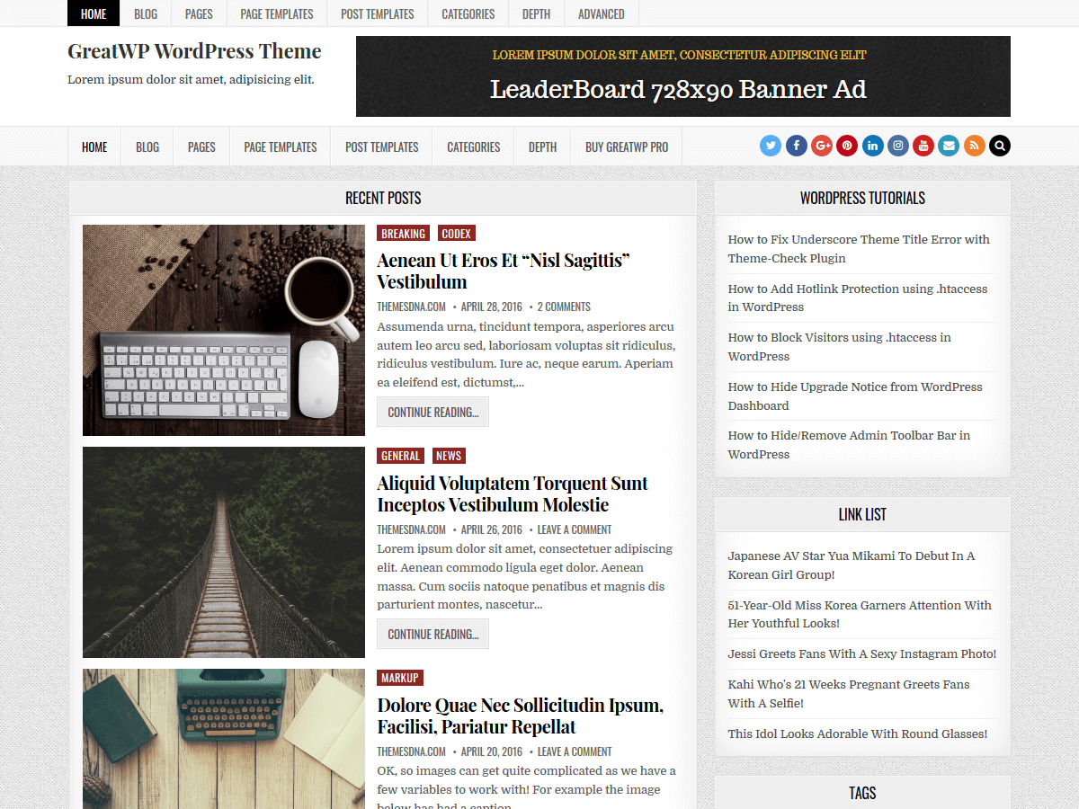 GreatWP theme screenshot
