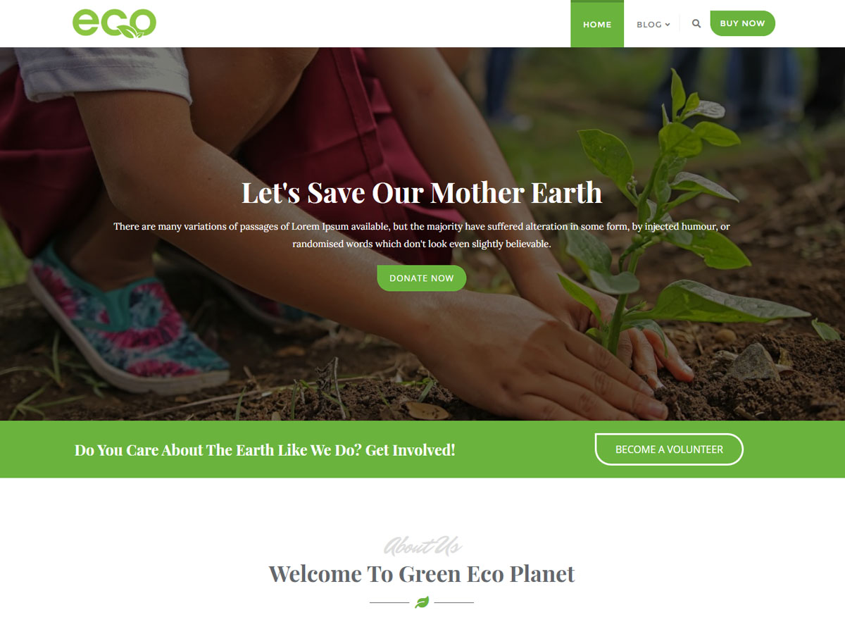 Green Eco Planet theme screenshot