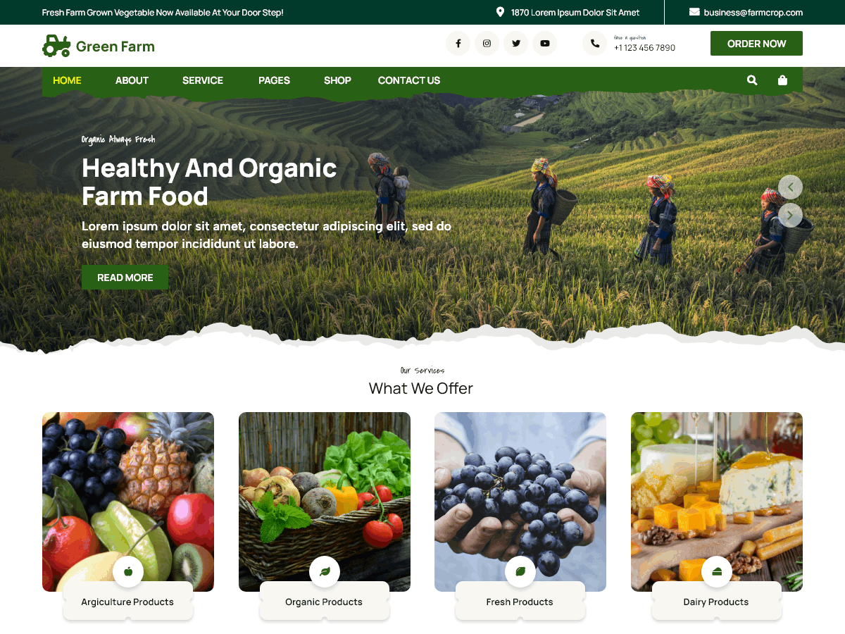 Green Farm Elementor theme screenshot
