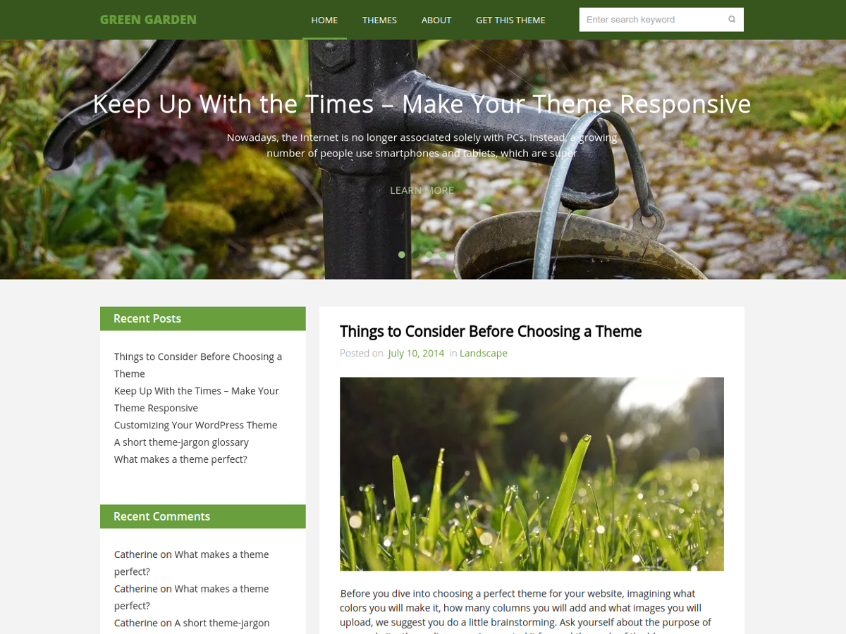 Green Garden theme screenshot
