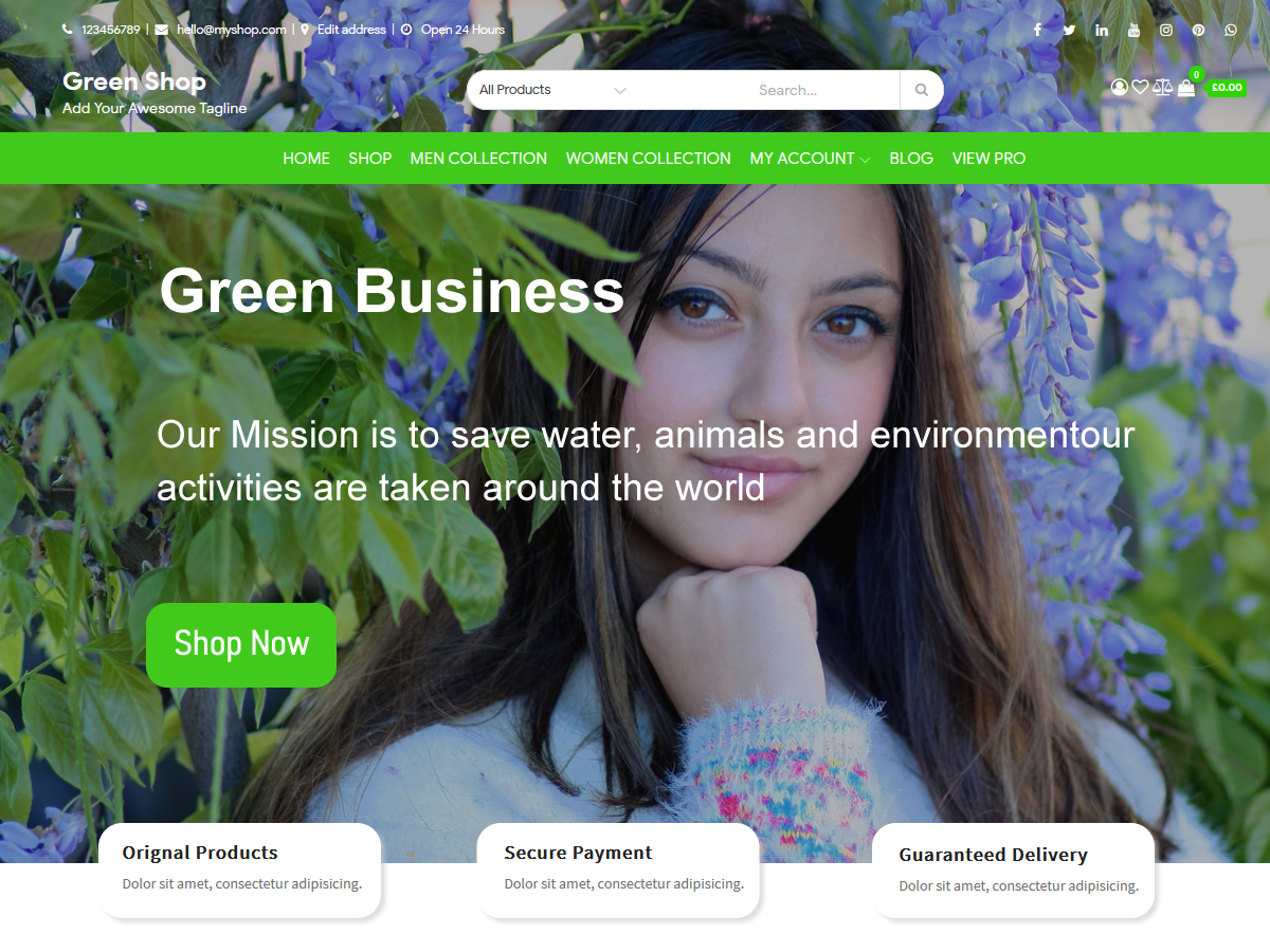 Green Shop theme screenshot