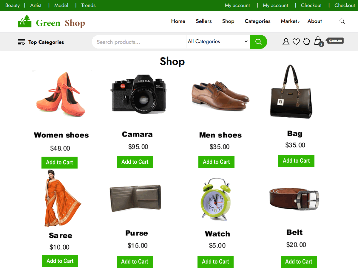 Green Store theme screenshot