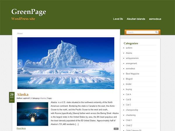 GreenPage theme screenshot