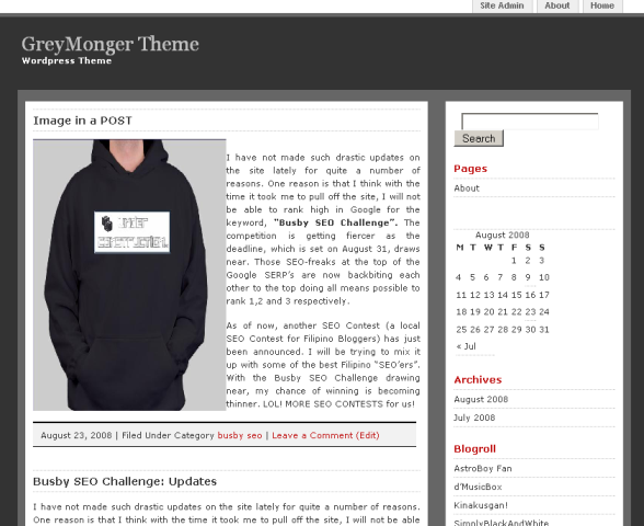 GreyMonger Theme theme screenshot