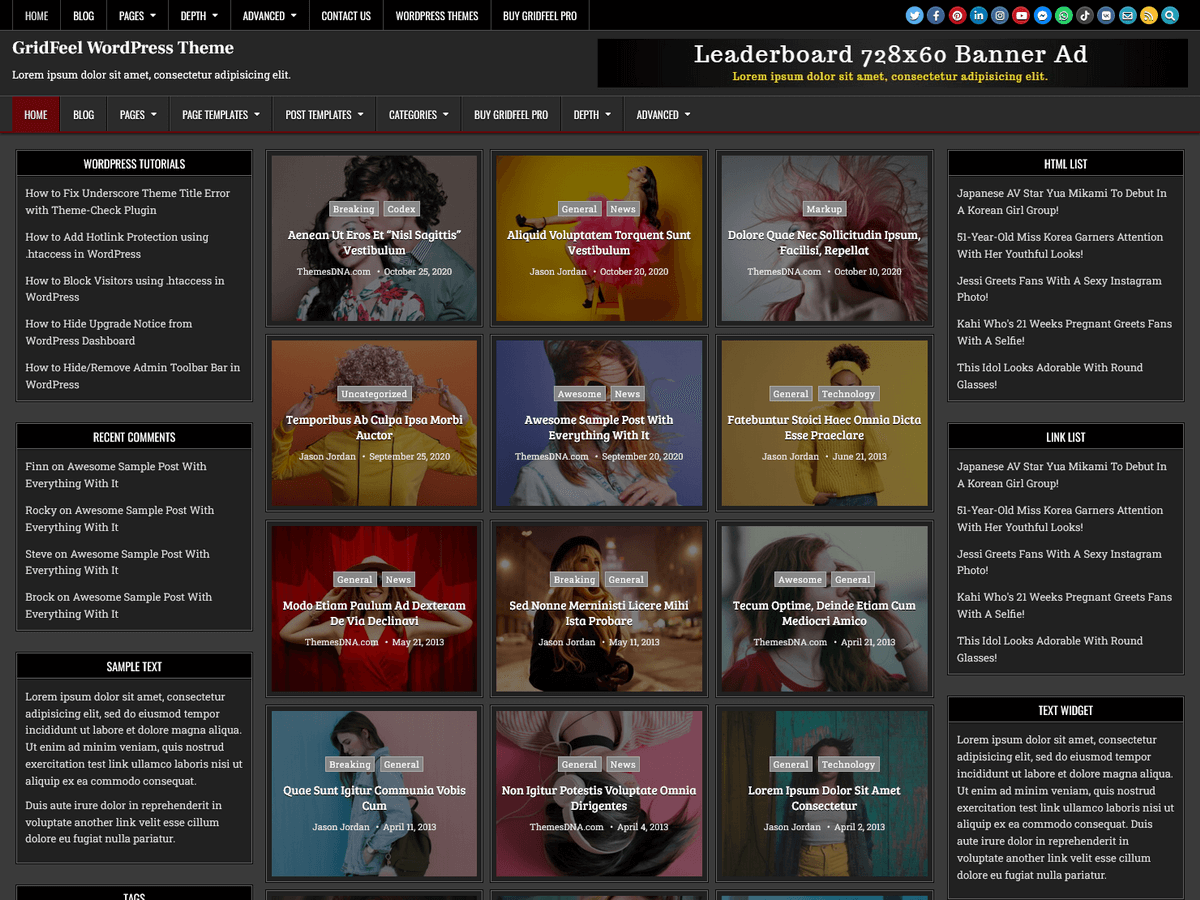 GridFeel theme screenshot