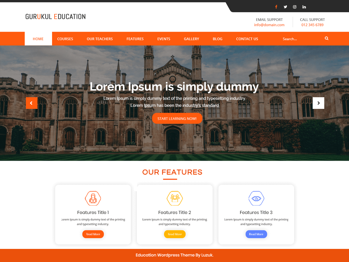 Gurukul Education theme screenshot