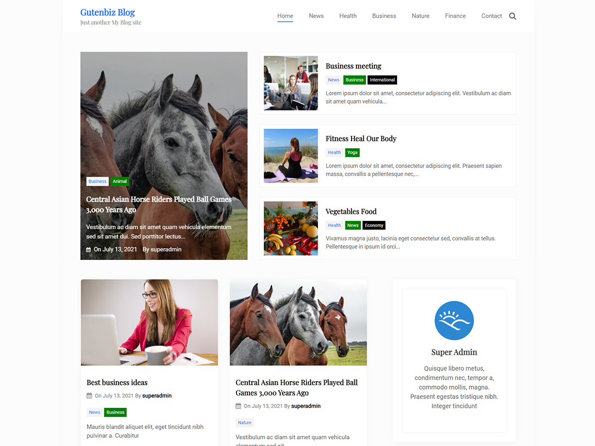 Gutenbiz Blog theme screenshot