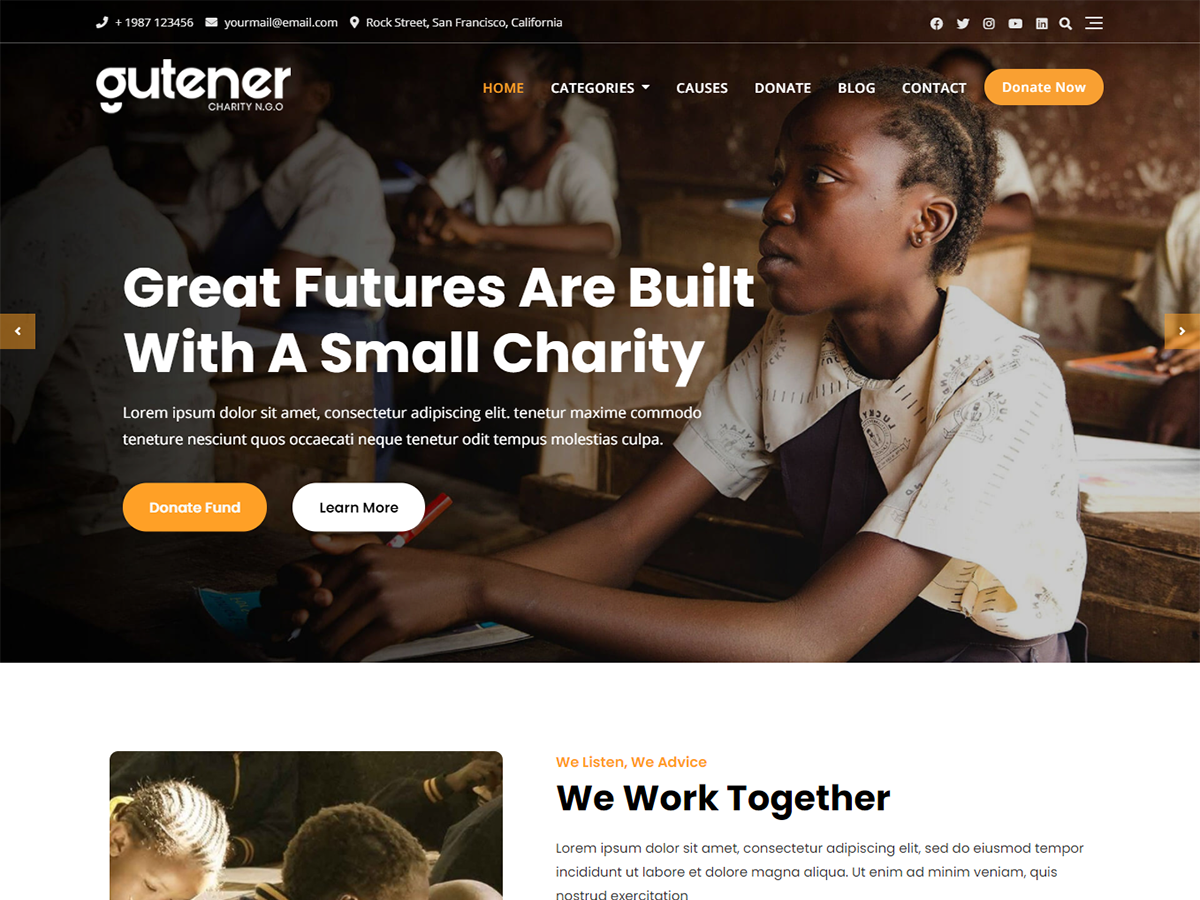 Gutener Charity NGO theme screenshot