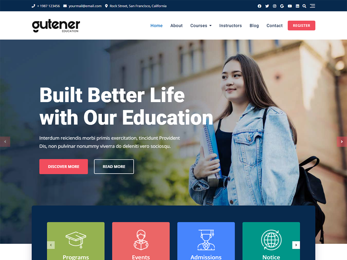 Gutener Education theme screenshot