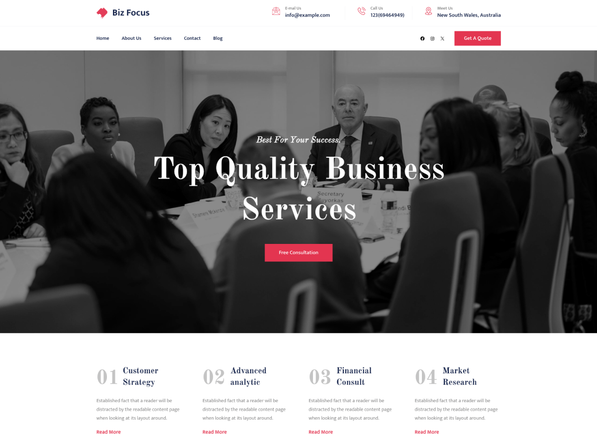 Gutenify Biz Focus theme screenshot
