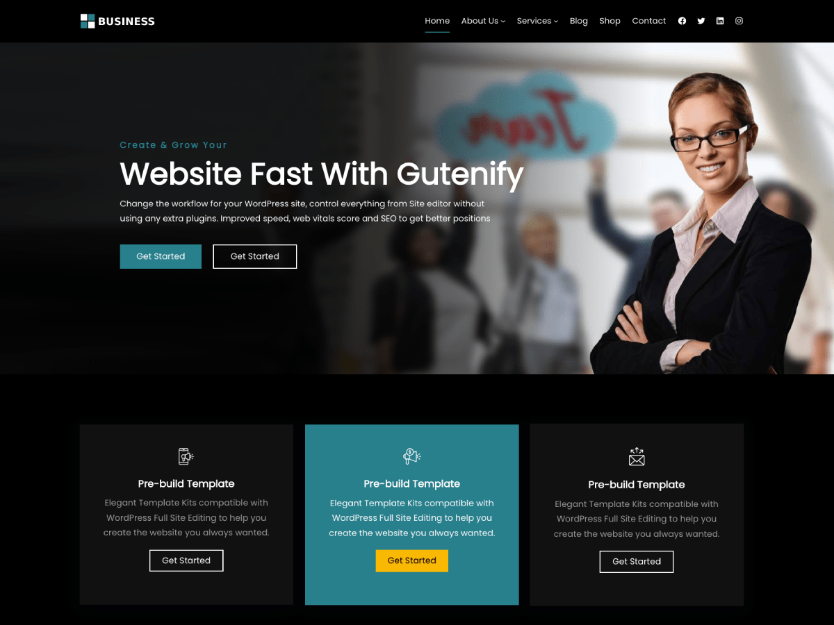 Gutenify Business Dark theme screenshot