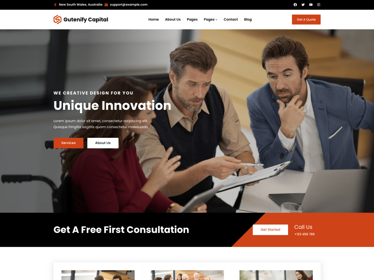 Gutenify Capital theme screenshot